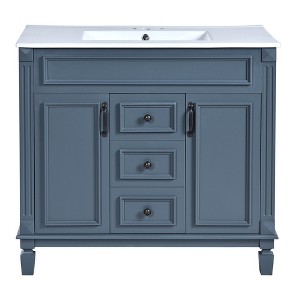 YOOCOZZ Modern Bathroom Vanity with Three-Hole Ceramic Sink, Cabinets and Drawers - 1 of 4