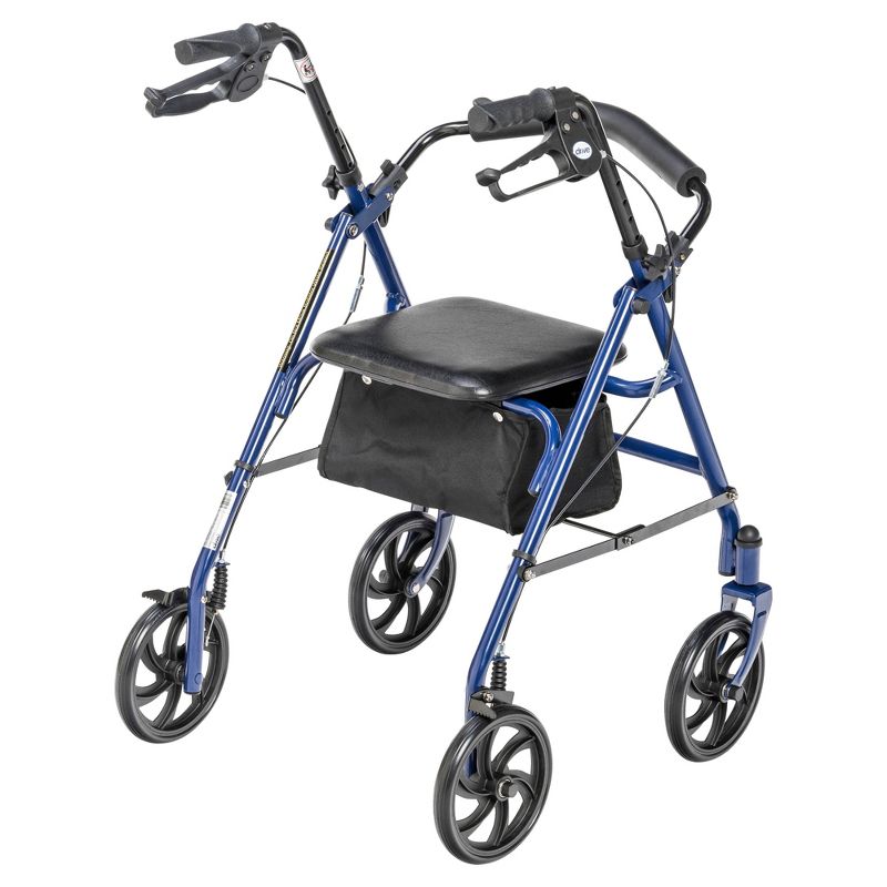 Drive Medical Four Wheel Walker Rollator with Fold Up Removable Back Support, Blue, 4 of 10