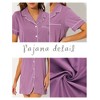 cheibear Women's Notched Collar Button Down Pajama Shirt Dress with Pocket - 4 of 4