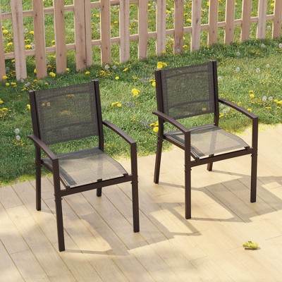 Sonkuki Outdoor Stacking Dining Chairs with breathable textile fabric