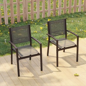 Sonkuki Outdoor Stacking Dining Chairs with breathable textile fabric - 1 of 4