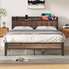 Lusimo Bed Frame Queen Upholstered Platform Bed with Storage Headboard and Charging Station - 2 of 4