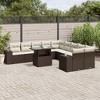 vidaXL 11 Piece Patio Sofa Set with Cushions Brown and Cream Poly Rattan - 2 of 4