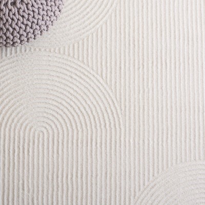 Ivory Geometric Synthetic Easy Care Runner Rug - 2'x8'