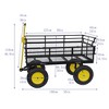 SEVOBAL Utility Storage Cart Big Wagon Cart Garden Cart Trucks Convenient For Transporting Firewood, Black And Yellow, 55.00"*24.40"*46.80" - 3 of 4