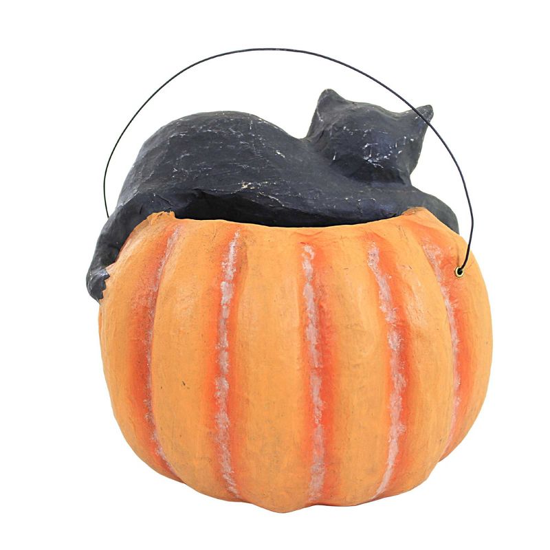 Halloween Black Cat With Pumpkin Bucket Cody Foster  -  Decorative Figurines, 2 of 4