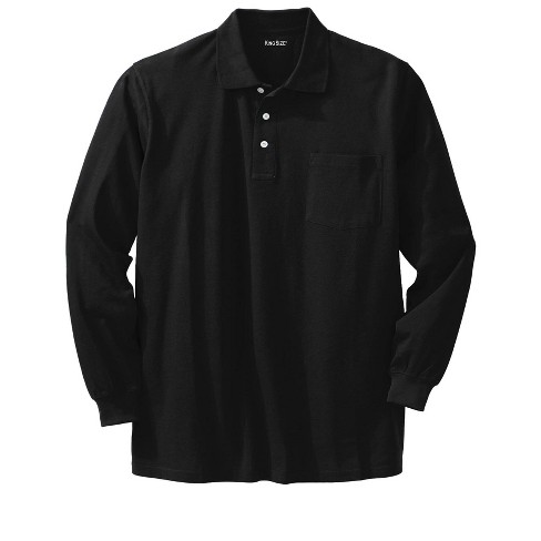 Kingsize Men s Big Tall Long sleeve Shrink Piqu Polo 2xl Black Target