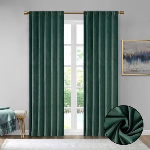 Poly Velvet Soft Solid Curtain Panel Pair, Light Sheen and Plush Textured Light Filtering Curtain for Various Decor Styles - image 1 of 4