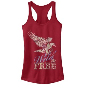 Juniors Womens Lost Gods Eagle Wild and Free USA Racerback Tank Top - 1 of 3