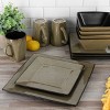 Gibson Elite Kiesling 16 Piece Hard Square Stoneware Dinnerware Set in Taupe and Black - 2 of 4