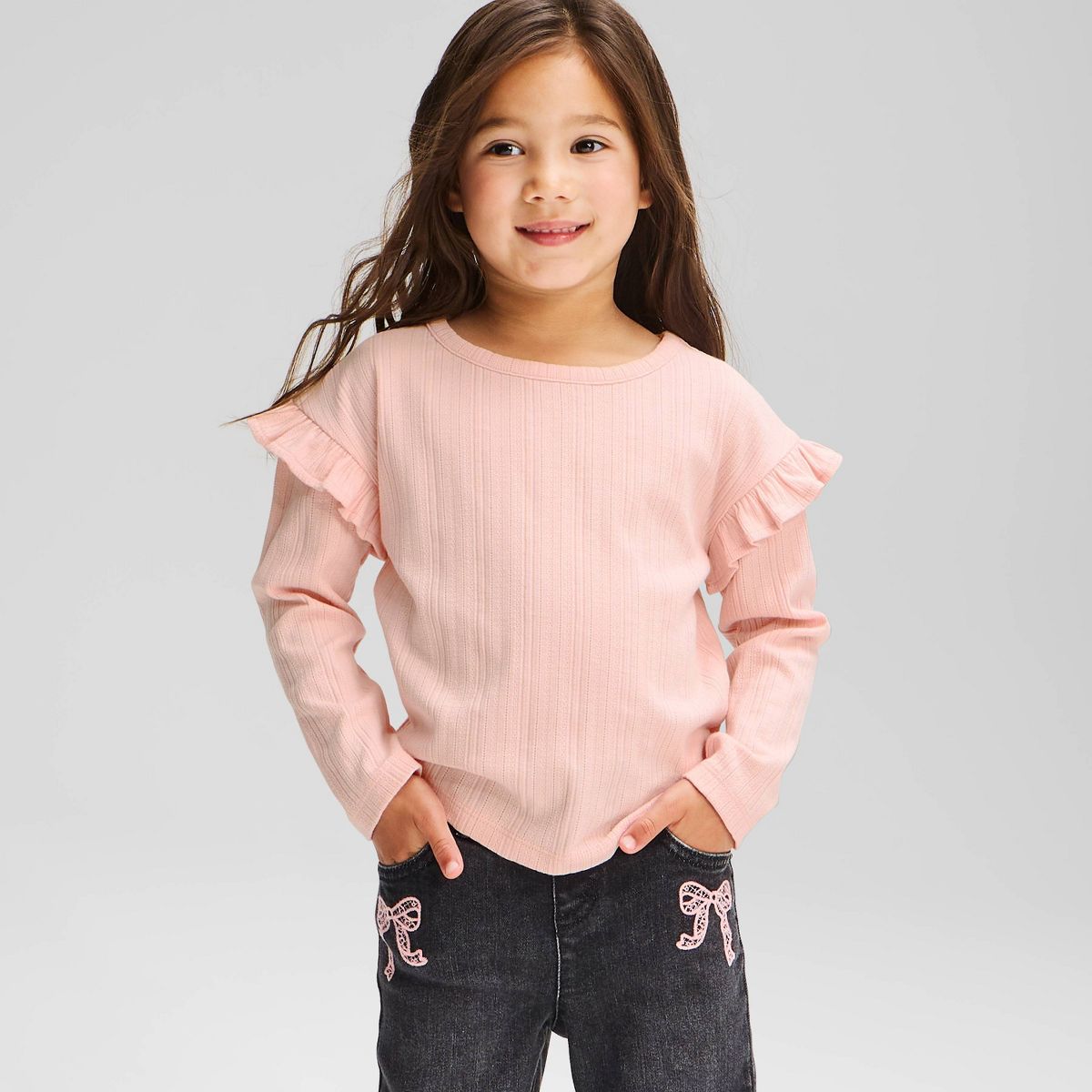 Toddler Girls' Long Sleeve Ruffle T-Shirt - Cat & Jack™ - thumbnail 9