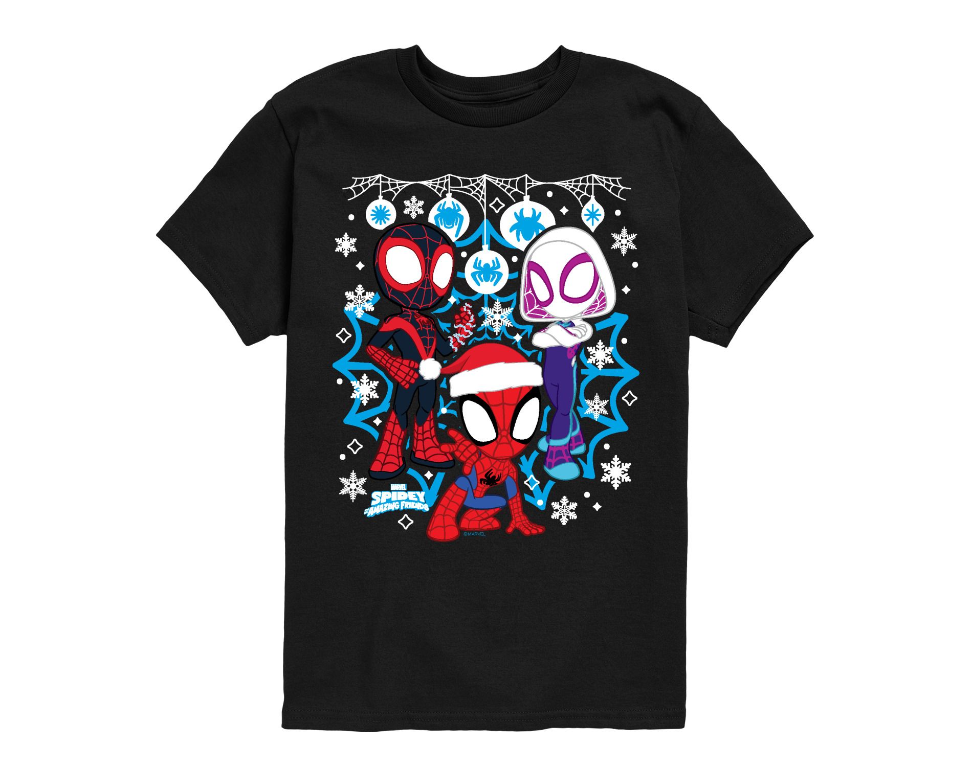 Boys' Marvel Spidey And Friends Snow -Youth Short Sleeve Graphic T-Shirt Short Sleeve Graphic T-Shirt - Black - Medium