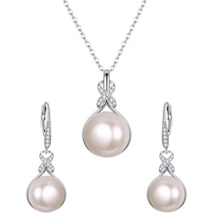 Sterling Silver Bridal Jewelry Set with Cubic Zirconia & Cultured Pearls - 1 of 4