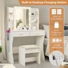 TOBILI Vanity Desk with Mirror and Lights, Makeup Vanity with Power Outlet & Hair Dryer Rack,3 Adjustable Lighting Colors,Cushioned Stool,White - 4 of 4