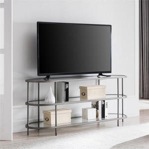 Aged Steel Oval TV Stand - Henn&Hart - 1 of 4