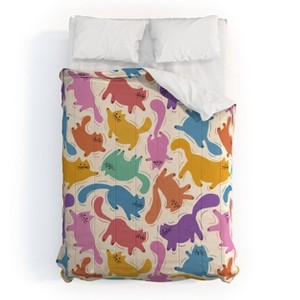 Deny Designs 3pc Queen Showmemars Rainbow Cats Kids' Comforter and Sham Set - 1 of 4