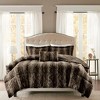 Sapphtopaz Bedding Comforter Set Soft Faux Fur Quilting Gradient Color Stripes Print 4 Piece Quilt Set with Pillow and Shams - 3 of 4
