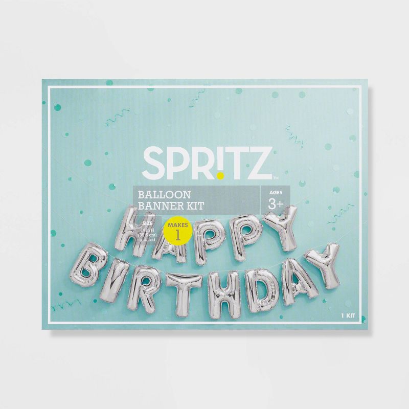 "Happy Birthday" Foil Balloon Silver - Spritz&#8482;, 5 of 12