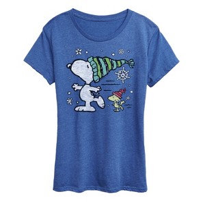 Women's - Peanuts - Snoopy Woodstock Skate Short Sleeve Graphic T-Shirt - 1 of 4