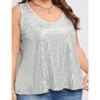 Coolmee Womens Plus Size Sequin Tank Tops Scoop Neck Sleeveless T-shirts Sexy Sparkle Shimmer Tunic Tops - 4 of 4