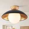 Rennnsan Velcora 14" W 1 - Light Gold Foiled Milk Glass Modern Dimmable Semi Flush Mount in Black - 2 of 4