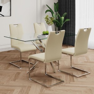 Sapphtopaz Modern Simple Dining Chairs Set, Faux Leather Padded Seat Kitchen Chairs with Chrome Metal Legs for Dining Room, Kitchen - 1 of 4