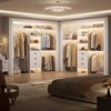Aheaplus 20.2'' - 96'' Closet Organizer, DIY Closet System with Wood Storage Drawers and Hanging Rods - 3 of 4