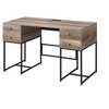 Gulches Desirre Rustic Oak & Black Writing Desk ¨C Built-in USB Port, 4 Spacious Storage Drawers, Open Metal Sled Base - 2 of 4