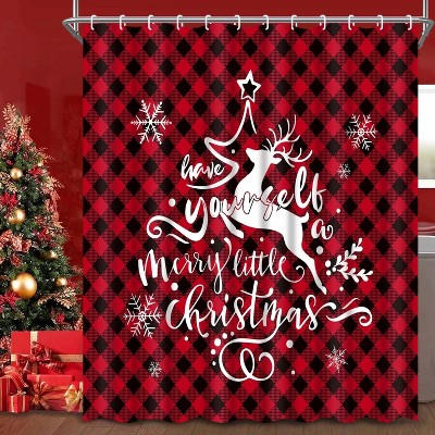 LunaLulinlk Red Buffalo Plaid Christmas Shower Curtain
