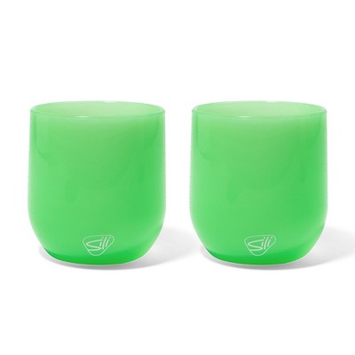 Silipint: Silicone Stemless Wine Glasses 12oz: 2 pk - Glow Green