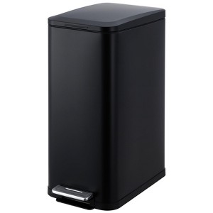 Orieon 13.2Gal Trash Can, Slim Stainless Steel Step-on Garbage Bin, Fingerprint Proof Black for Kitchen Bathroom. - 1 of 4