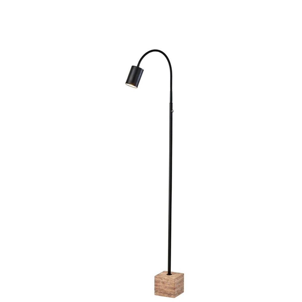 Photos - Floodlight / Street Light Adesso Rutherford Floor Lamp  Black: Adjustable G (Includes LED Light Bulb)