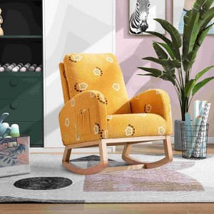 CAVINAS Boucle Fabric Glider Rocking Chair with High Backrest,Upholstered Rocking Chairs,Nursery Accent Chair for Bedroom - 1 of 4