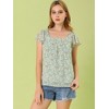 INSPIRE CHIC Women's Chiffon Ruffle Sleeve Square Neck Floral Print Blouse - 2 of 4