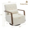 Wooden Swivel Armchair with Chenille Upholstery - Fixed Height Office Chair with Lumbar Support - 4 of 4