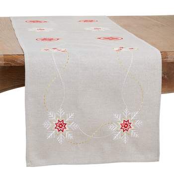 Saro Lifestyle Holiday Table Runner With Embroidered Ornaments
