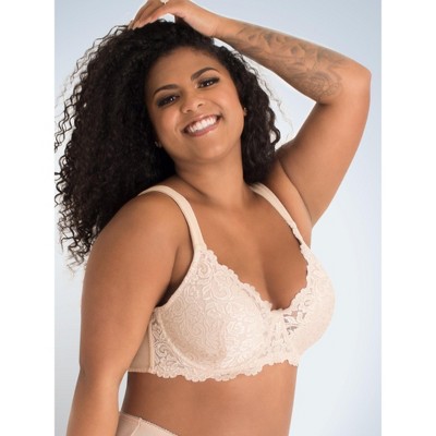 Leading Lady The Ava - Scalloped Lace Underwire Full Figure Bra in Nude,  Size: 48D