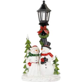 Northlight 13.75" Lighted Snow Couple Under Street Lamp Christmas Figure
