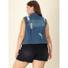 Agnes Orinda Women's Plus Size Buttons with Two Chest Flap Pockets Denim Vests - 4 of 4