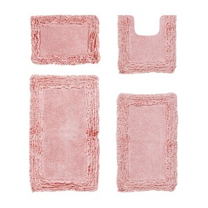 Shaggy Border Collection 4-Piece Bath Rug Set 100% Cotton Tufted Weave Ruffle Border Pattern Bathroom Rug for Machine Washable Bathmat - 1 of 4