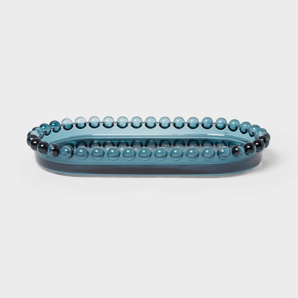 Textured Glass Tray, Blue