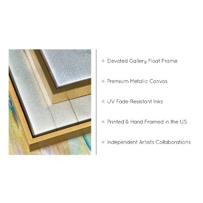 Gold and Gray Abstract Canvas Art with Wooden Frame, 23"x33"