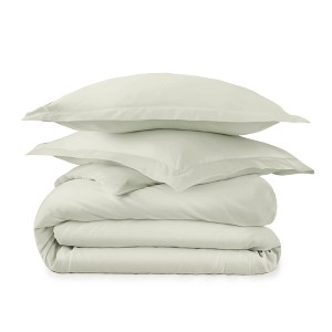 Whisper Organics Adult Organic Cotton Sateen Duvet Cover Set – 300 Thread Count, GOTS Certified - 1 of 4