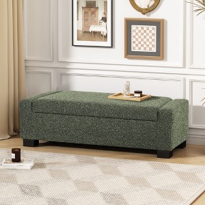 NicBex Ottoman Bench with Storage Modern Fabric Bench with Hinged Lid and Wooden Legs for Living Room, Bedroom, Entryway - 1 of 4