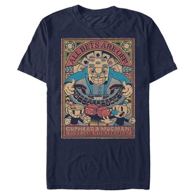 Men's Cuphead King Dice All Bets Are Off Poster T-shirt - Navy Blue ...