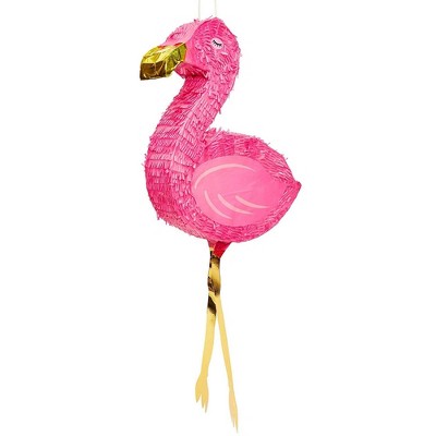 Small Tropical Flamingo Pinata, Summer, Luau, and Pool Party Supplies, 16 X 13 X 3 inches