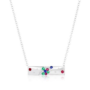 Diamonds D'Argento Sterling Silver, Lab-Grown Gem & Natural Diamond Bar Necklace - (28 Stones) - Multi - 16+2 Inch - 1 of 2