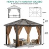 Hardtop Gazebo, Outdoor Polycarbonate Roof Canopy, Heavy Duty Hardtop Pavilion with Netting and Curtains - 2 of 4