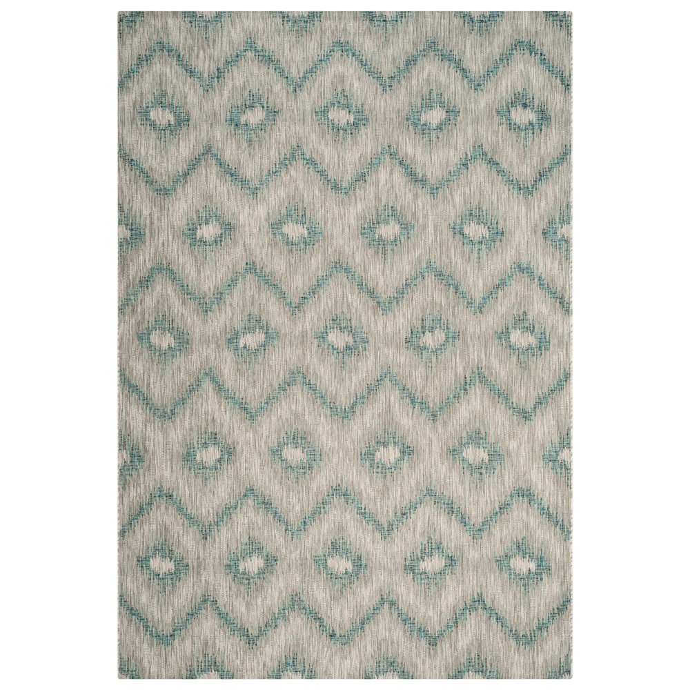 Penhale Rectangle 6'7in X 9'6in Outer Patio Rug - Gray / Blue - Safavieh