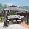 COWLOWN 13x11 Ft Double Roof Canopy Gazebo with Netting and Corner Frame Shelves for Patio, Deck, Garden & More - 3 of 4